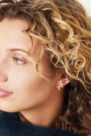 Boucles D'oreilles Créoles Étoile Strass - Cuivre h5 Image3