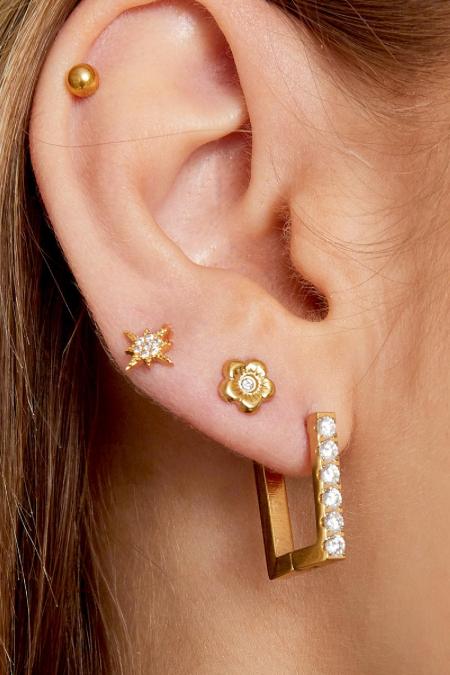 Boucles d'oreilles fleur en acier inoxydable 2