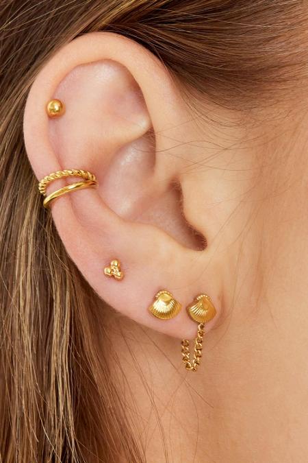 Double boucle d'oreille et lisse Acier inoxydable 2