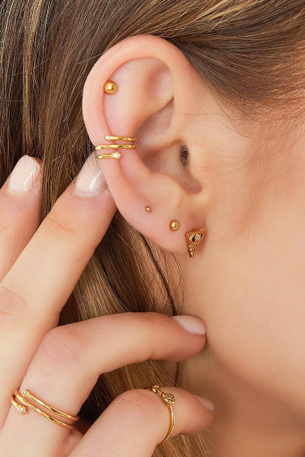 Spirale De Cache-Oreilles Avec De Petites Pierres Argenté Acier Inoxydable Image2