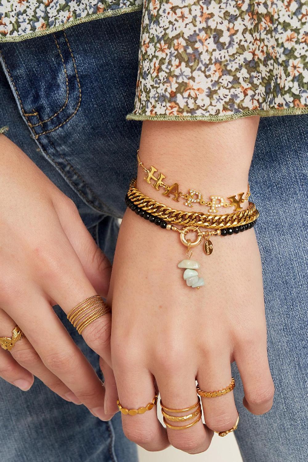 Bracelet En Acier Inoxydable Happy Couleur Or Image2