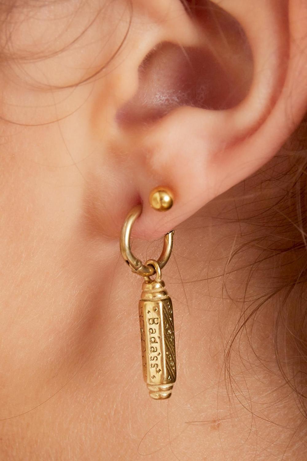 Boucles D'couleur Oreilles Pendentif Badass Couleur Or Acier Inoxydable Image3