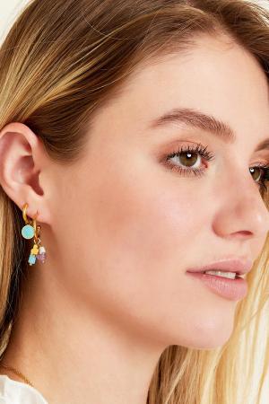 Boucles D'oreilles Charms Trèfle Et Pierres Rose Acier Inoxydable h5 Image2