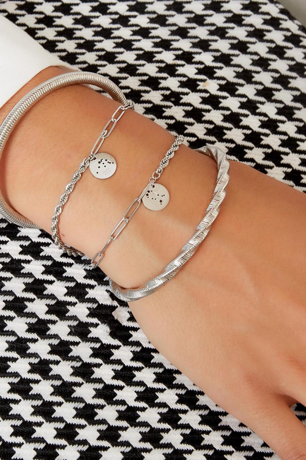 Bracelet Signe Du Zodiaque Taureau Argenté Acier Inoxydable Image3