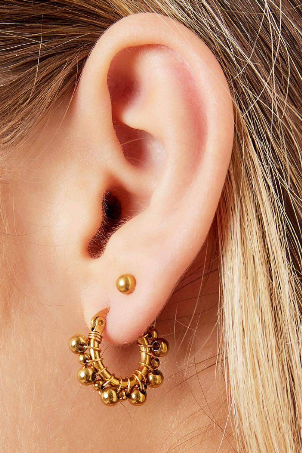Boucles D'oreilles Créoles Avec Boules Acier Inoxydable Image3