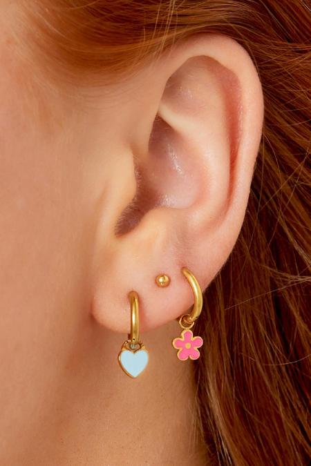 Boucles d'oreilles en acier inoxydable avec fleurs colorées 2