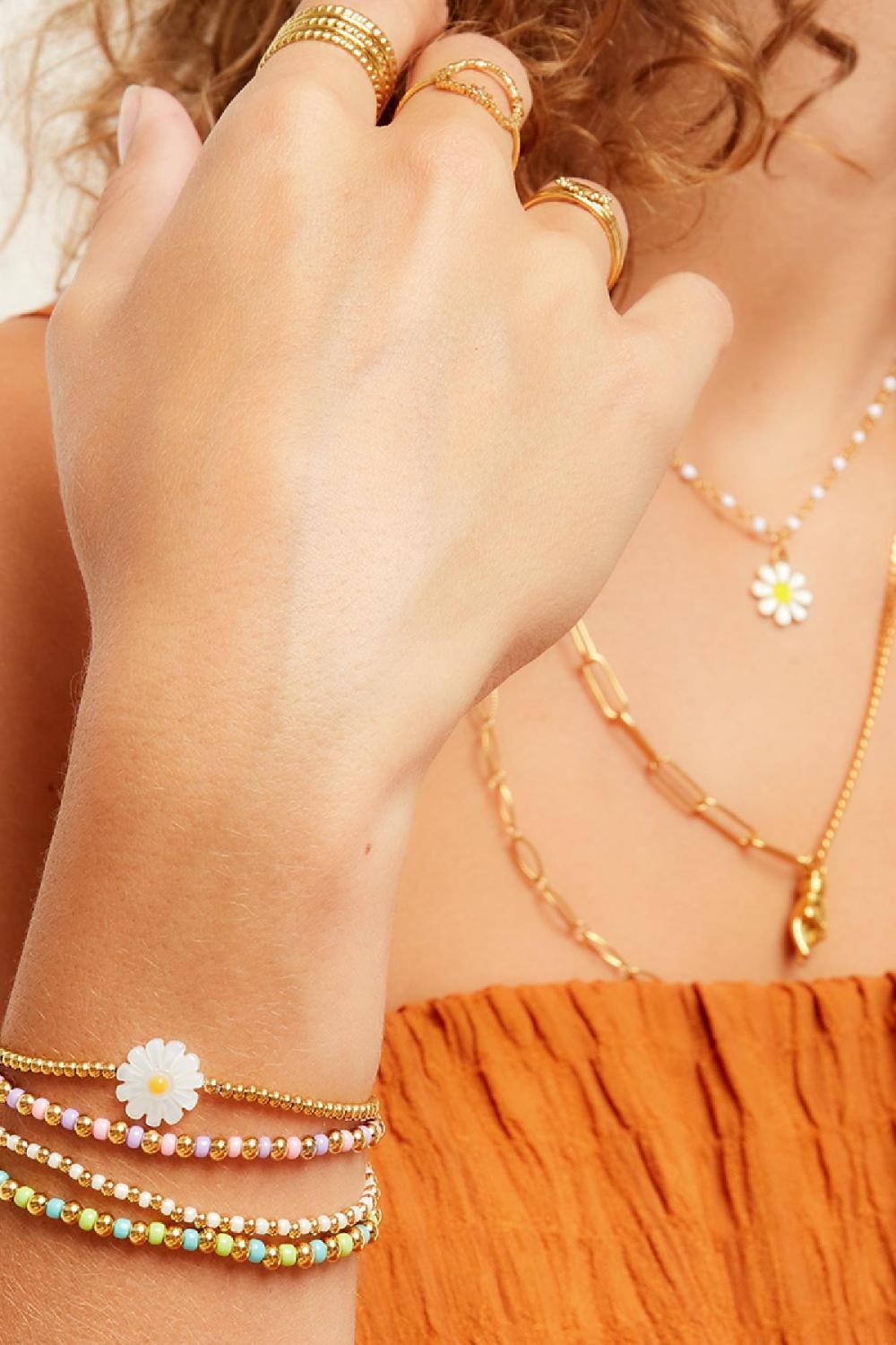 Bracelet Marguerite Couleur Or Acier Inoxydable Image2