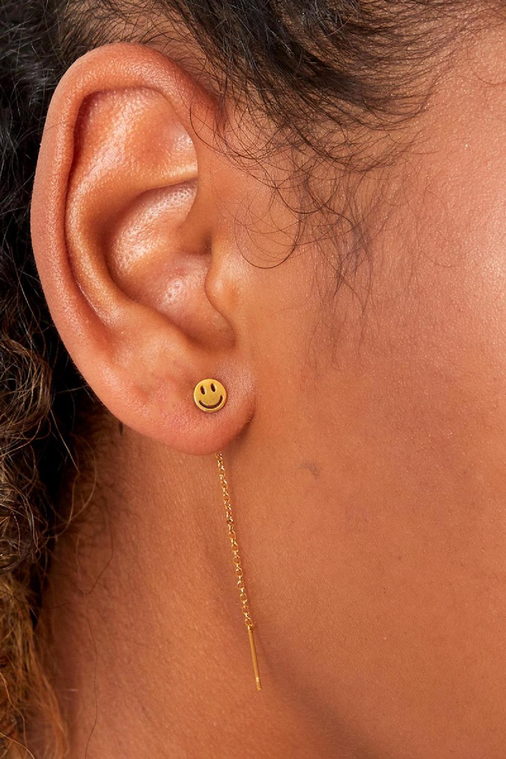 Boucles D'oreilles Chaîne En Acier Inoxydable Smiley h5Image3