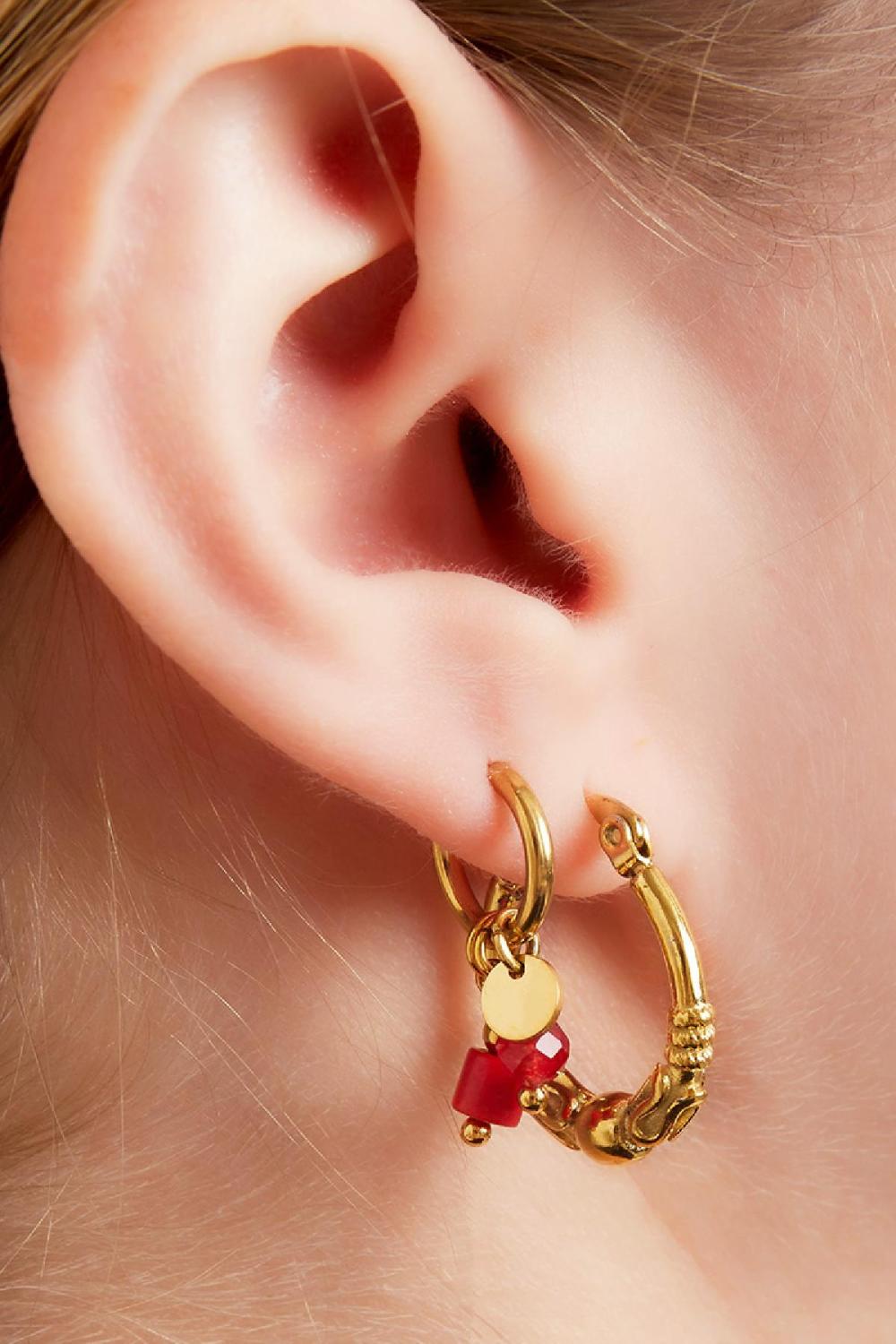 Boucles D'oreilles Charm En Acier Inoxydable Doré Vert Image2