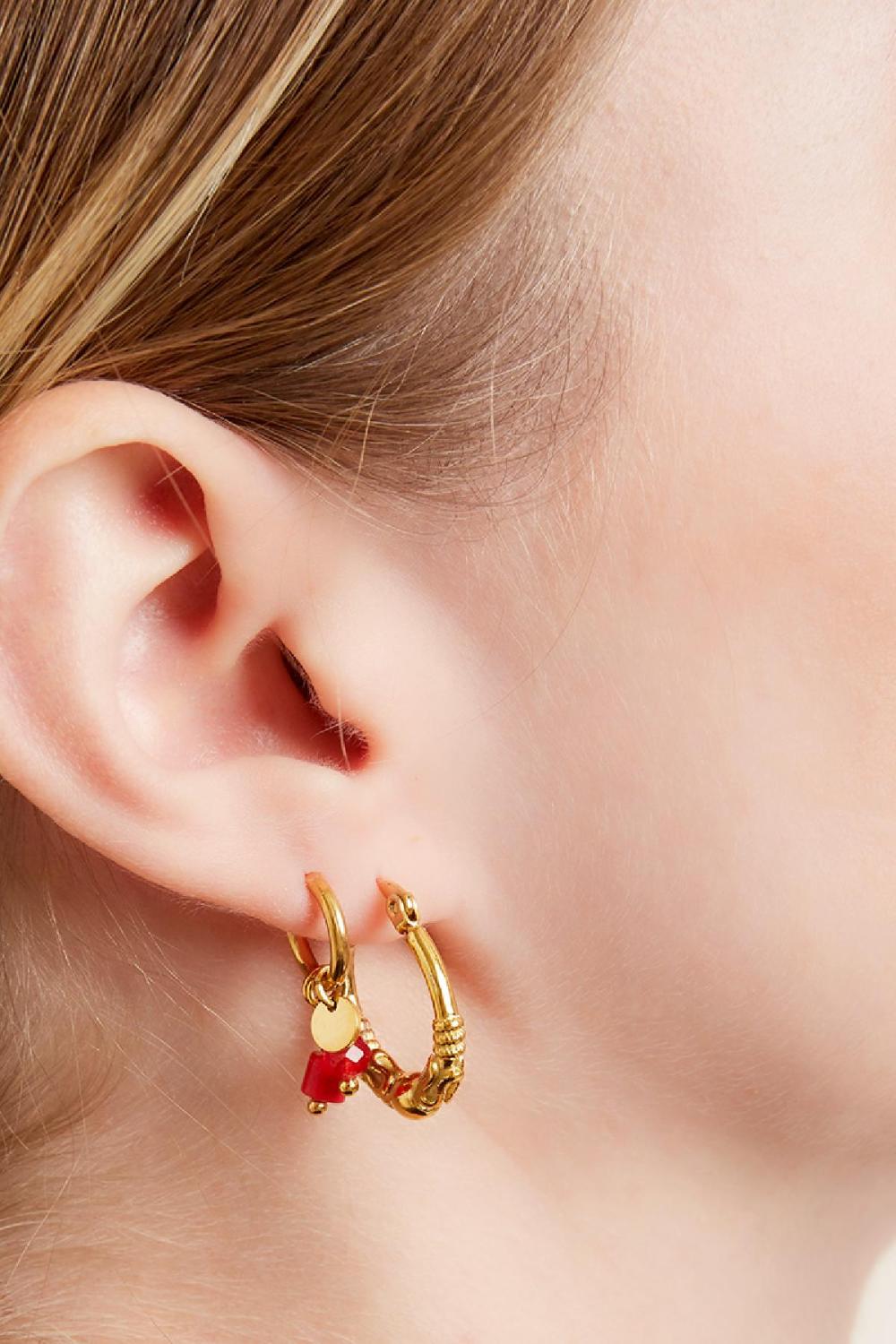 Boucles D'oreilles Charm En Acier Inoxydable Doré Vert Image3