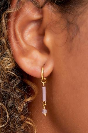 Boucles D'oreilles Pierre Naturelle Blanc Acier Inoxydable h5 Image3