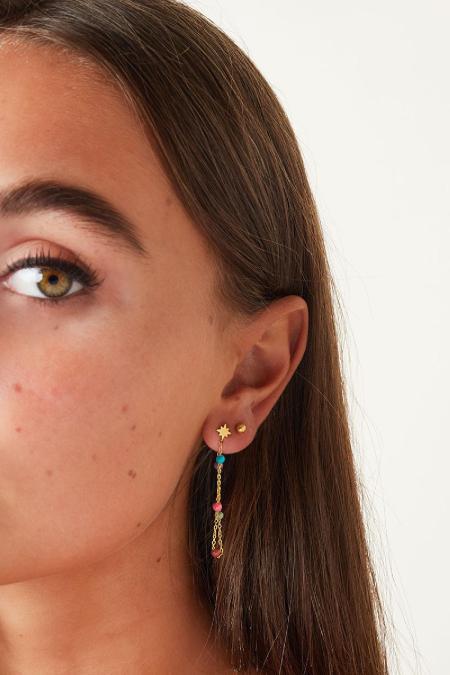 Boucle d'oreille étoile avec boules colorées Argenté Acier inoxydable 2