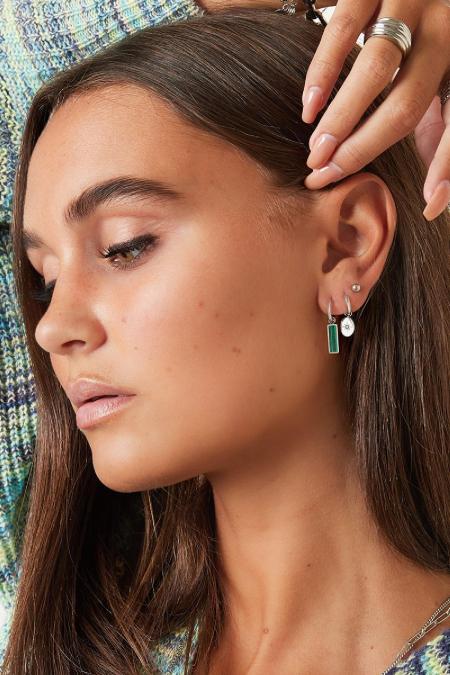 Boucles d'oreilles barre verte Acier inoxydable 2