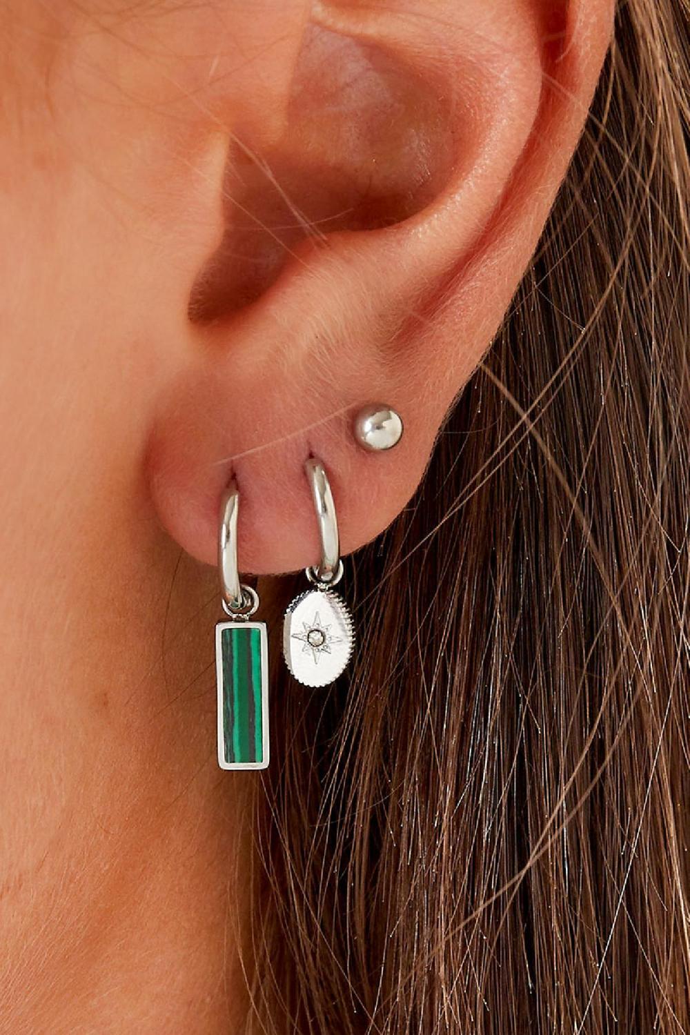 Boucles D'oreilles Étoile Avec Zircon Argenté Acier Inoxydable Image3