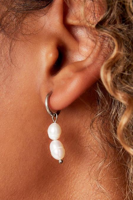 Boucles d'oreilles Doubles Perles Acier inoxydable 2