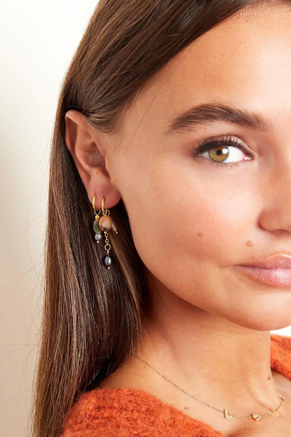 Boucles D'oreilles Avec Breloque Colorée Small Acier Inoxydable Image2