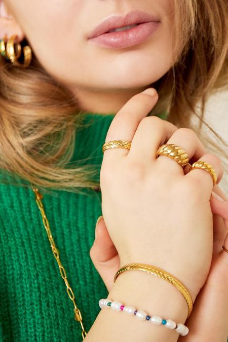 Bracelet en acier inoxydable laurier Argenté 2