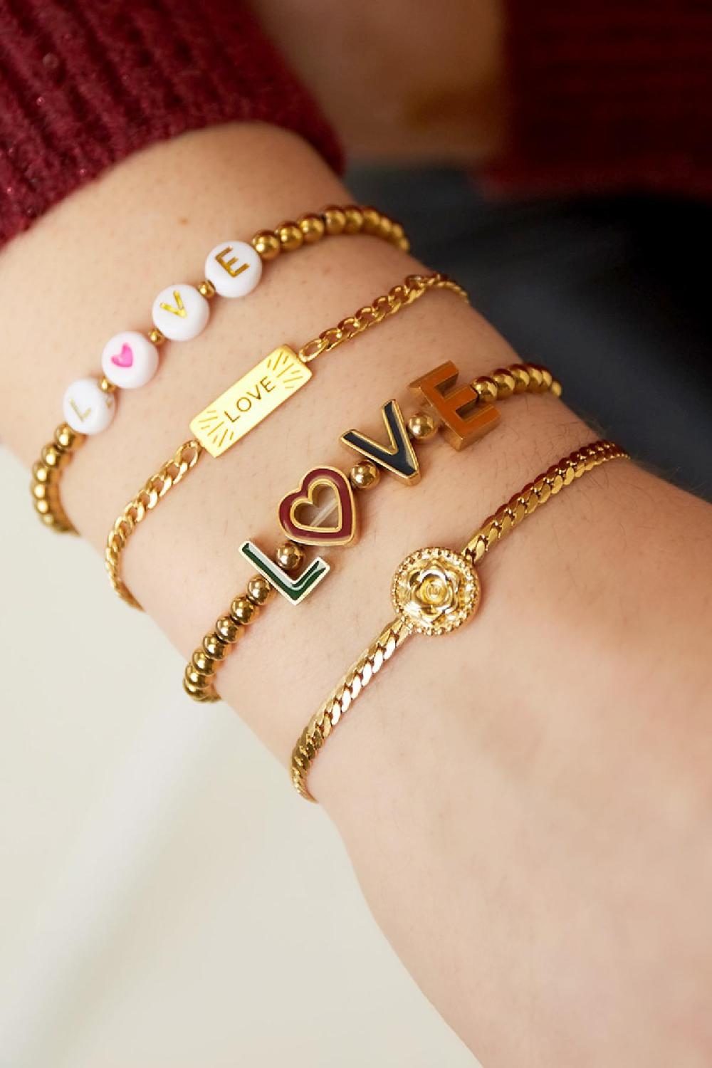 Bracelet Rose Couleur Or Acier Inoxydable h5Image2