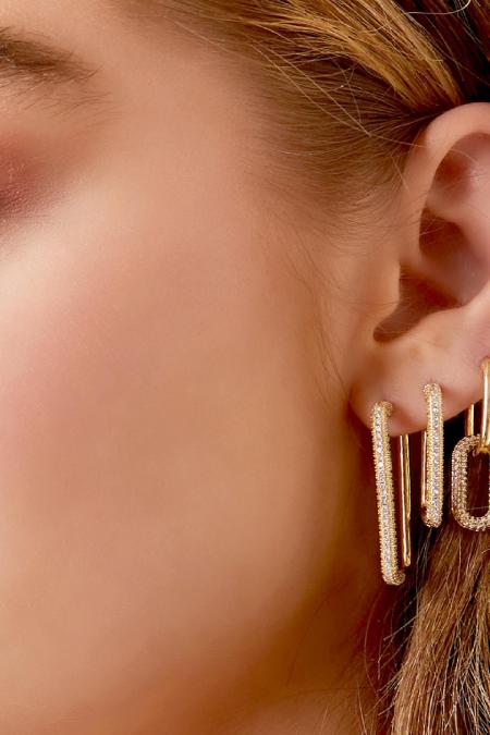 Boucles d'oreilles rectangle zircon Cuivré 2