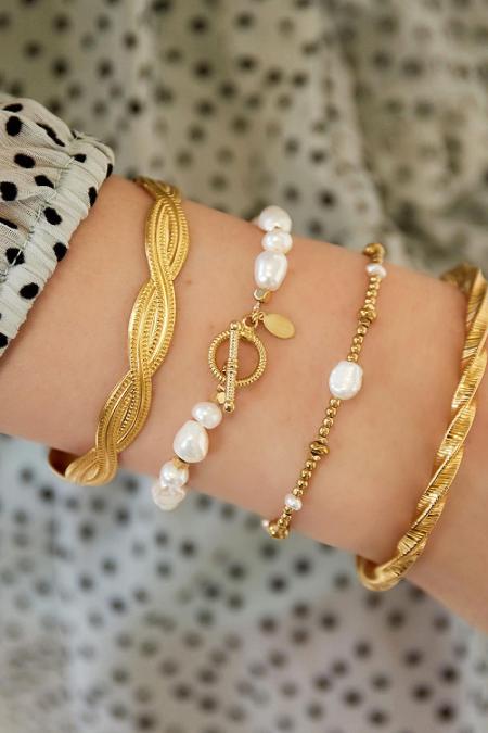perles de bracelet en acier inoxydable couleur or 2