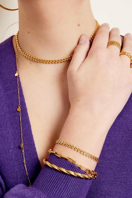 Feuilles de bracelet Couleur or Acier inoxydable 2