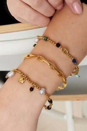Bracelet Acier Inoxydable Perles La Belle Vie Couleur Or h5 Image4