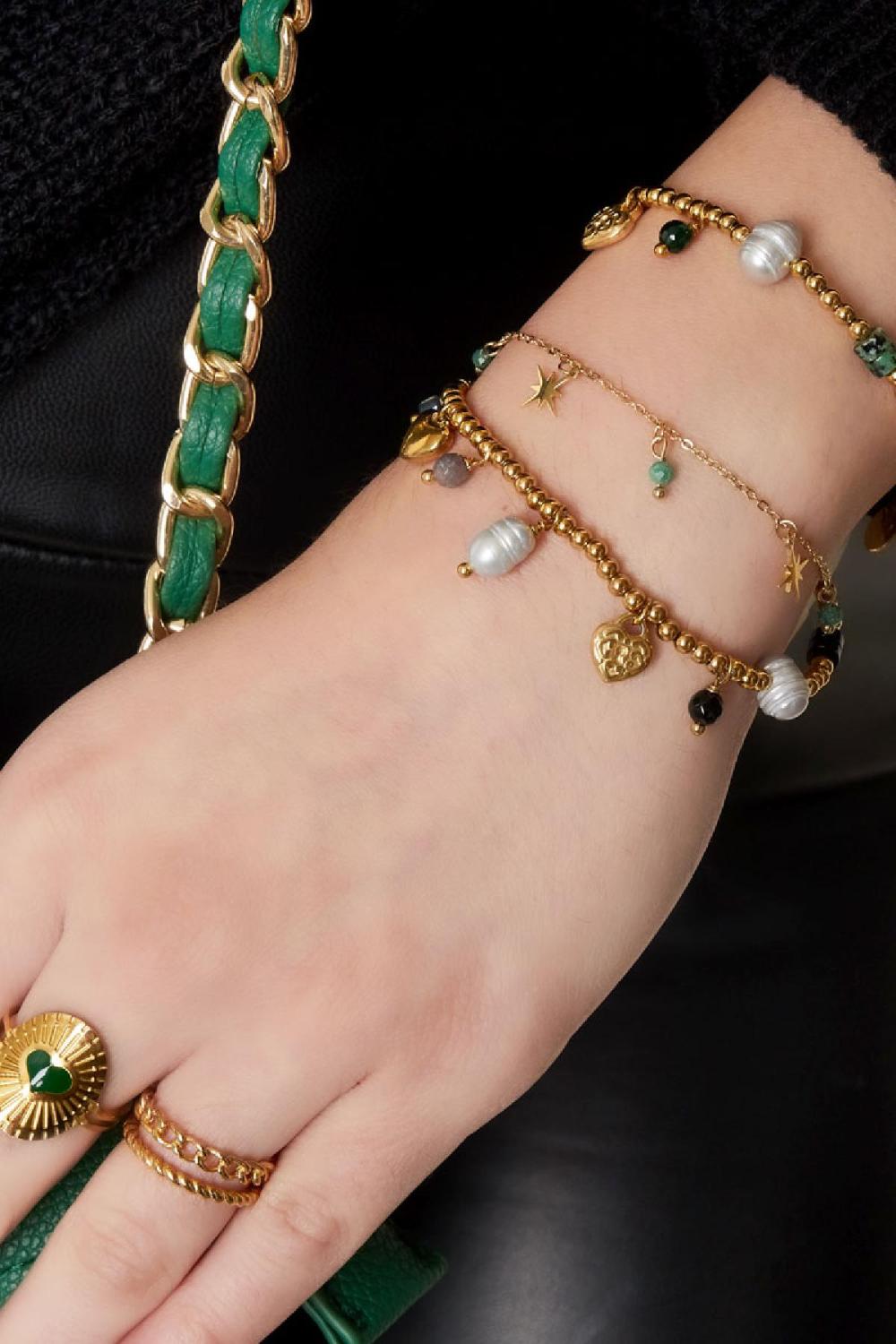 Bracelet Acier Inoxydable Perles La Belle Vie Couleur Or h5Image3