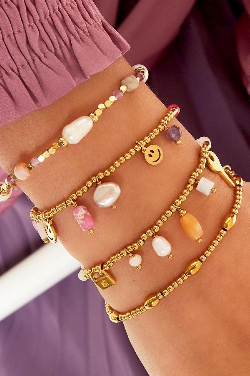 Perles De Bracelet En Acier Inoxydable Couleur Or h5Image3