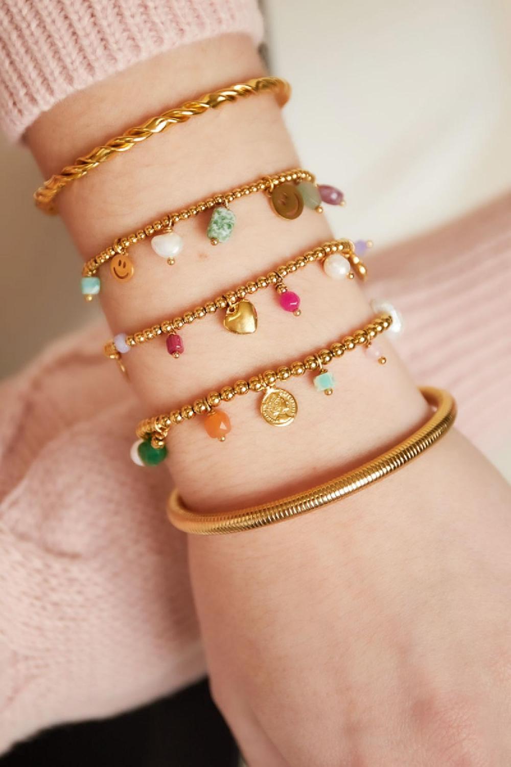 Perles De Bracelet En Acier Inoxydable Couleur Or Image2