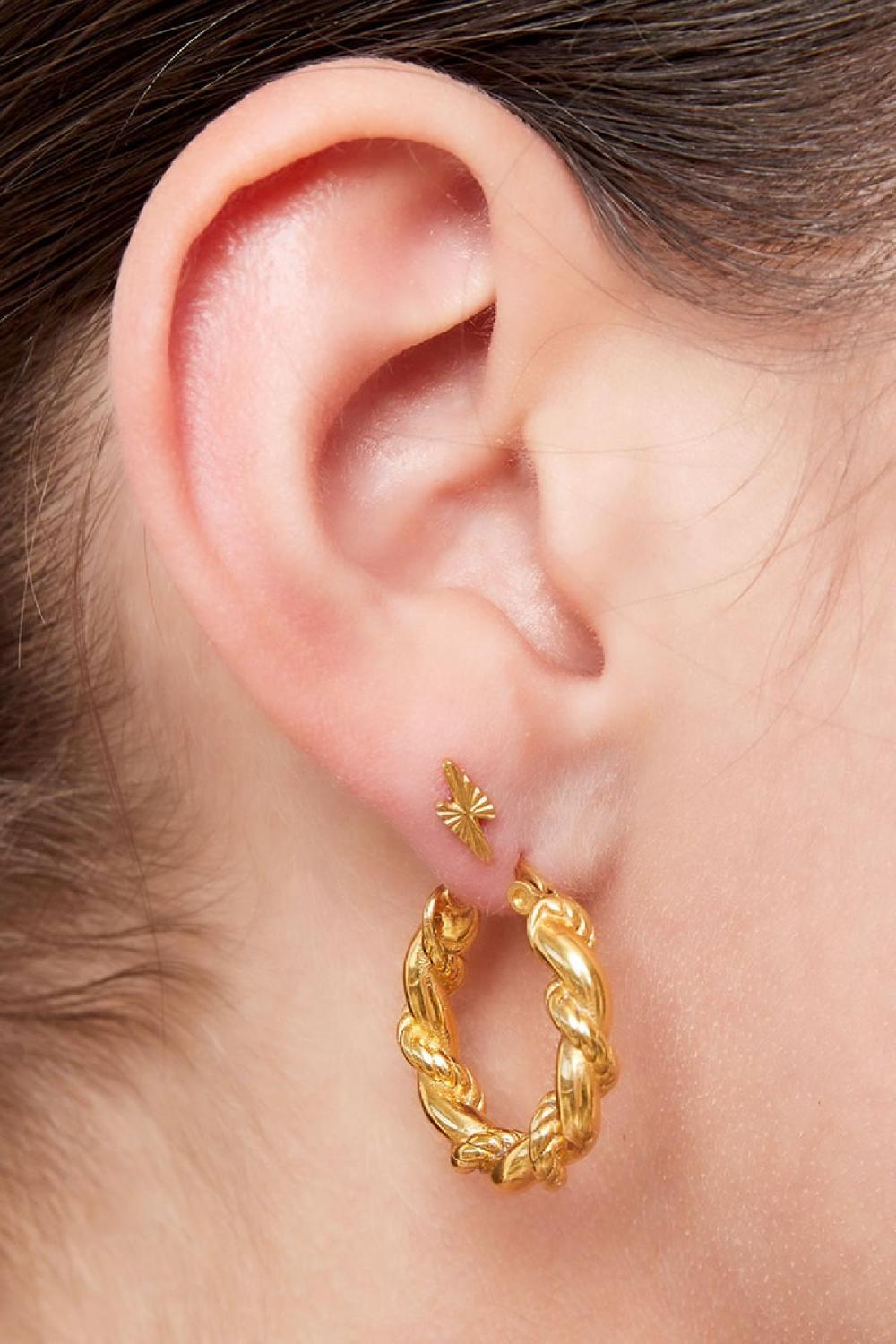 Boucles D'oreilles Clous Éclair Argenté Acier Inoxydable Image3