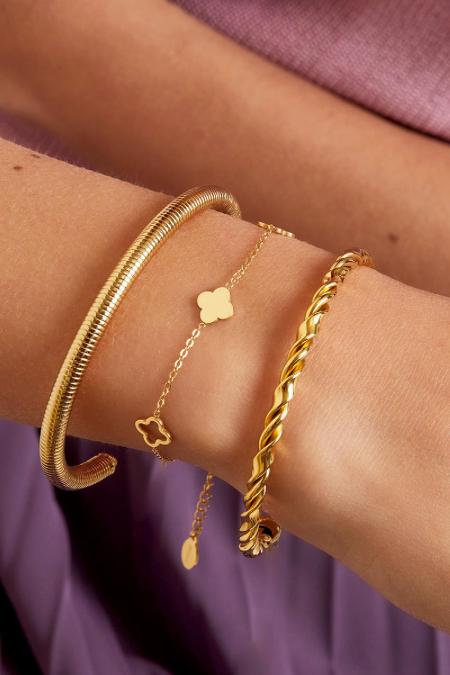 Bracelet trèfles Couleur or Acier inoxydable 2