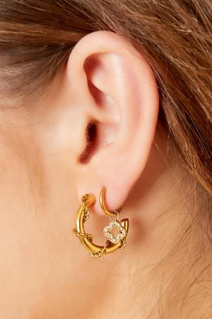 Boucles D'oreilles Trèfle Avec Pierres De Zircon Acier Inoxydable h5 Image3