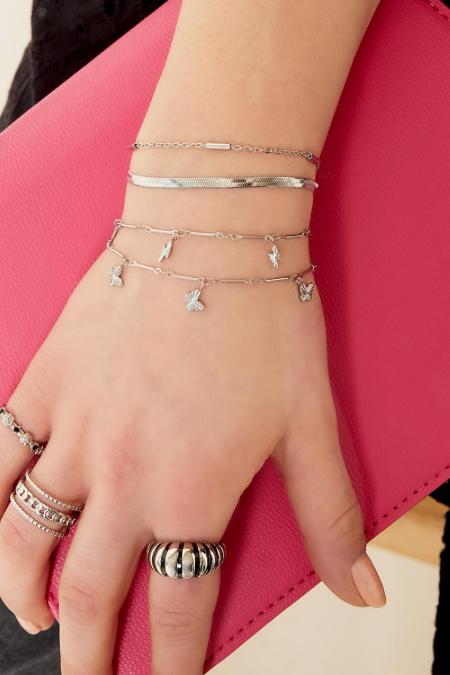 Bracelet en acier inoxydable double chaîne Argenté 2