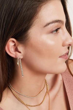 Boucles D'oreilles Chandelier Avec Strass Couleur Or Blanc Acier Inoxydable h5 Image2