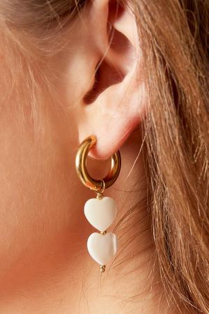 Boucles D'oreilles Coeurs Perles - Collection #Summergirls Couleur Or Blanc Coquilles h5 Image3