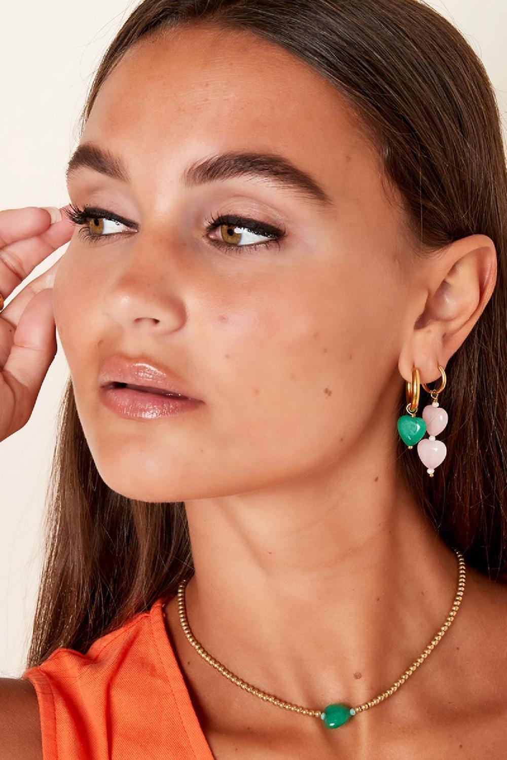 Boucles D'oreilles Coeur - Collection #Summergirls Vert Acier Inoxydable Image2
