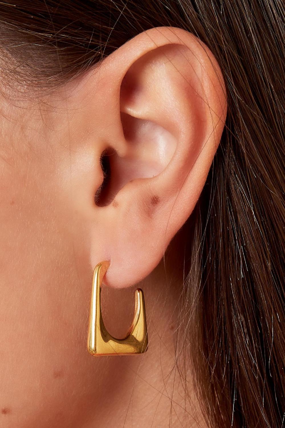 Boucles D'oreilles Funky Rectangle Argenté Acier Inoxydable h5Image3