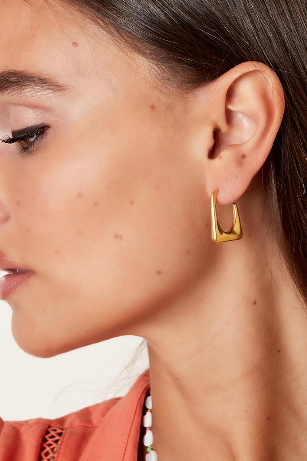 Boucles D'oreilles Funky Rectangle Argenté Acier Inoxydable h5Image4