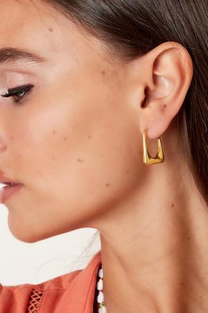 Boucles D'oreilles Funky Rectangle Argenté Acier Inoxydable h5 Image4