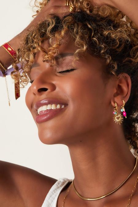 Boucles d'oreilles avec cœurs pendants en acier inoxydable 2