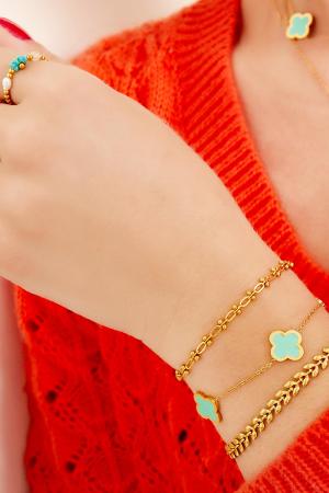 Bracelet Trois Trèfles Colorés - Rose Rosé Acier Inoxydable h5 Image2
