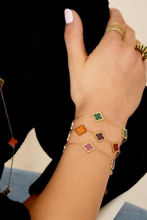 Bracelet Trois Trèfles Colorés - Rose Rosé Acier Inoxydable h5 Image4