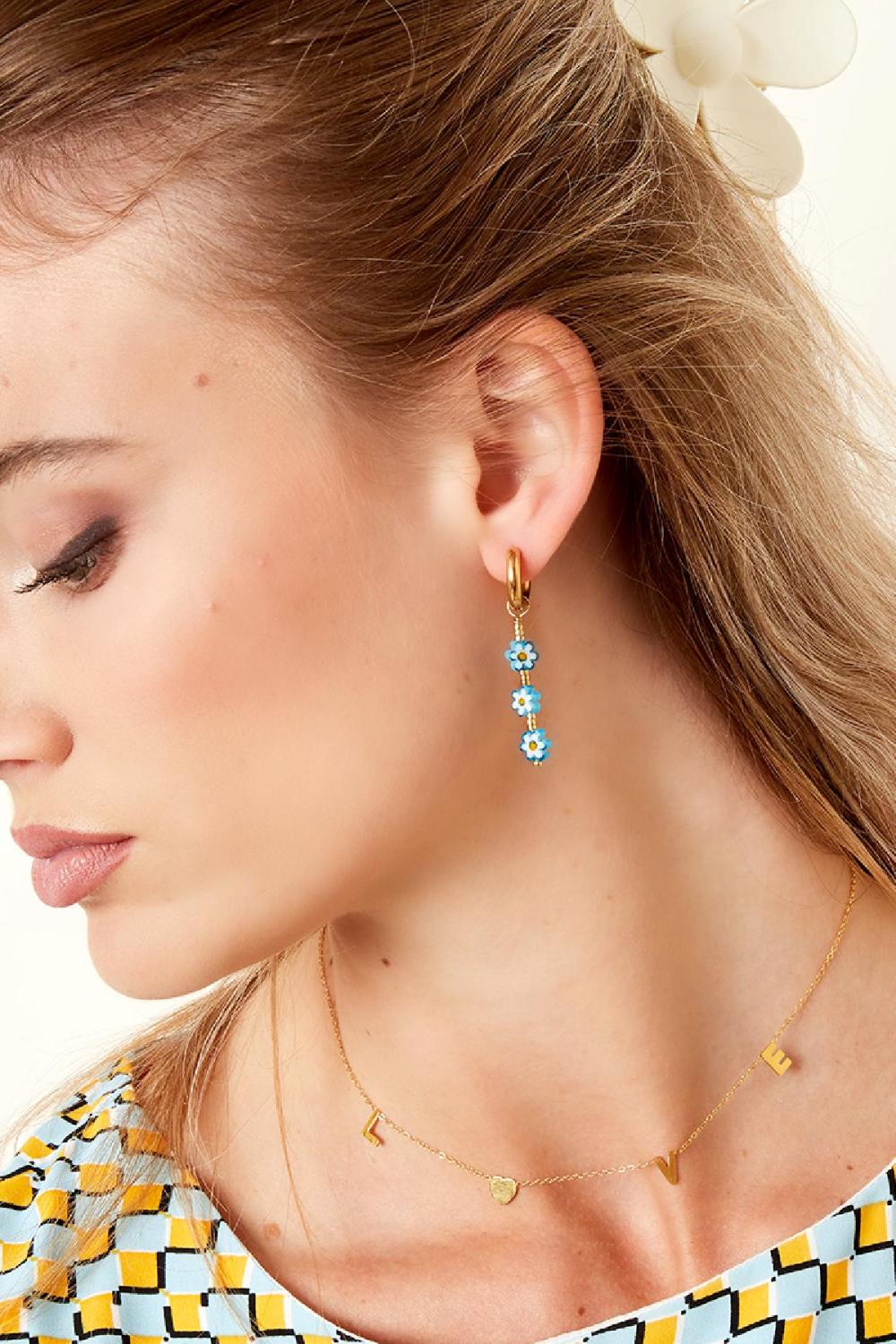 Boucles D'oreilles Marguerites Bleues - Collection #Summergirls Acier Inoxydable Image2