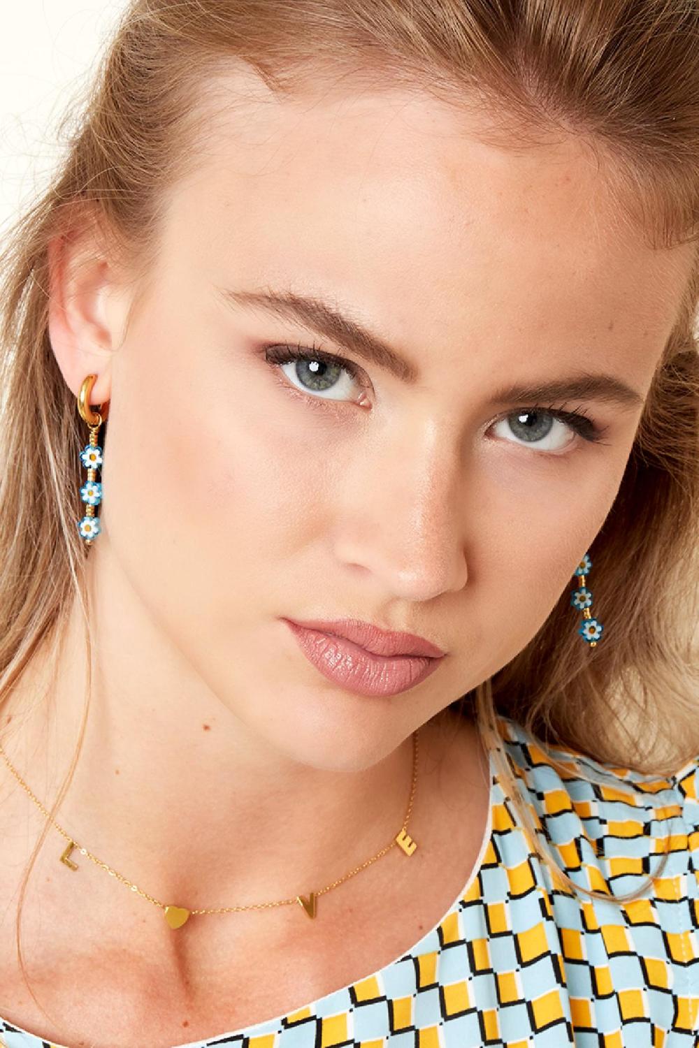Boucles D'oreilles Marguerites Bleues - Collection #Summergirls Acier Inoxydable Image3