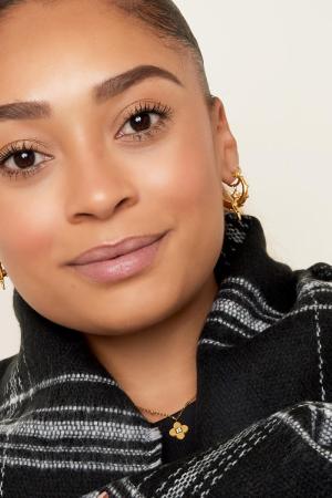 Boucles D'oreilles En Acier Inoxydable Avec Pierres Noires - Petit h5 Image2