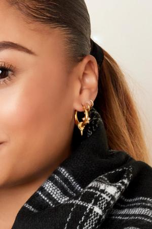 Boucles D'oreilles En Acier Inoxydable Avec Pierres Noires - Petit h5 Image3