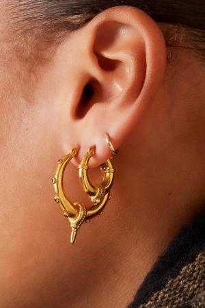Boucles D'oreilles Acier Inoxydable Pierres Noires - Large h5 Image3