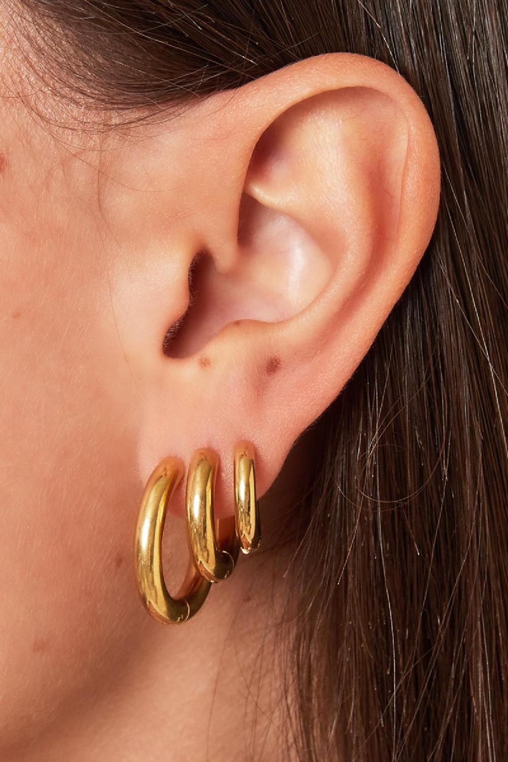 Boucles D'Oreilles Créoles Basiques - Grandes En Acier Inoxydable h5Image3