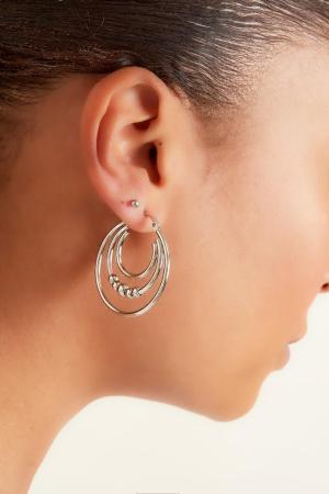 Boucles D'oreilles Double Chaîne Ornées De Perles Acier Inoxydable (Pack With Plastic Bag) h5 Image3