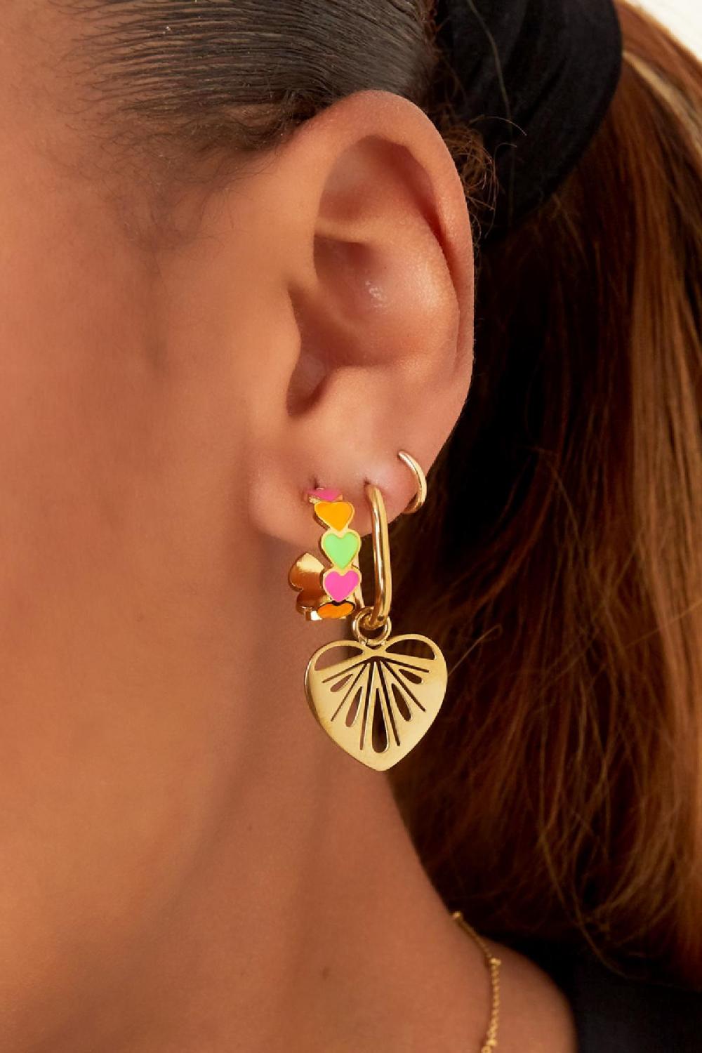 Boucles D'oreilles Coeurs Découpés Acier Inoxydable Image4